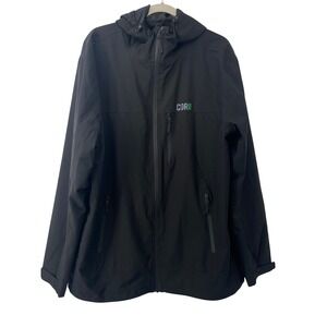 COR Surf Jacket Men 2XL Black Swim Travel Hooded Lined Outdoor Light Windbreaker